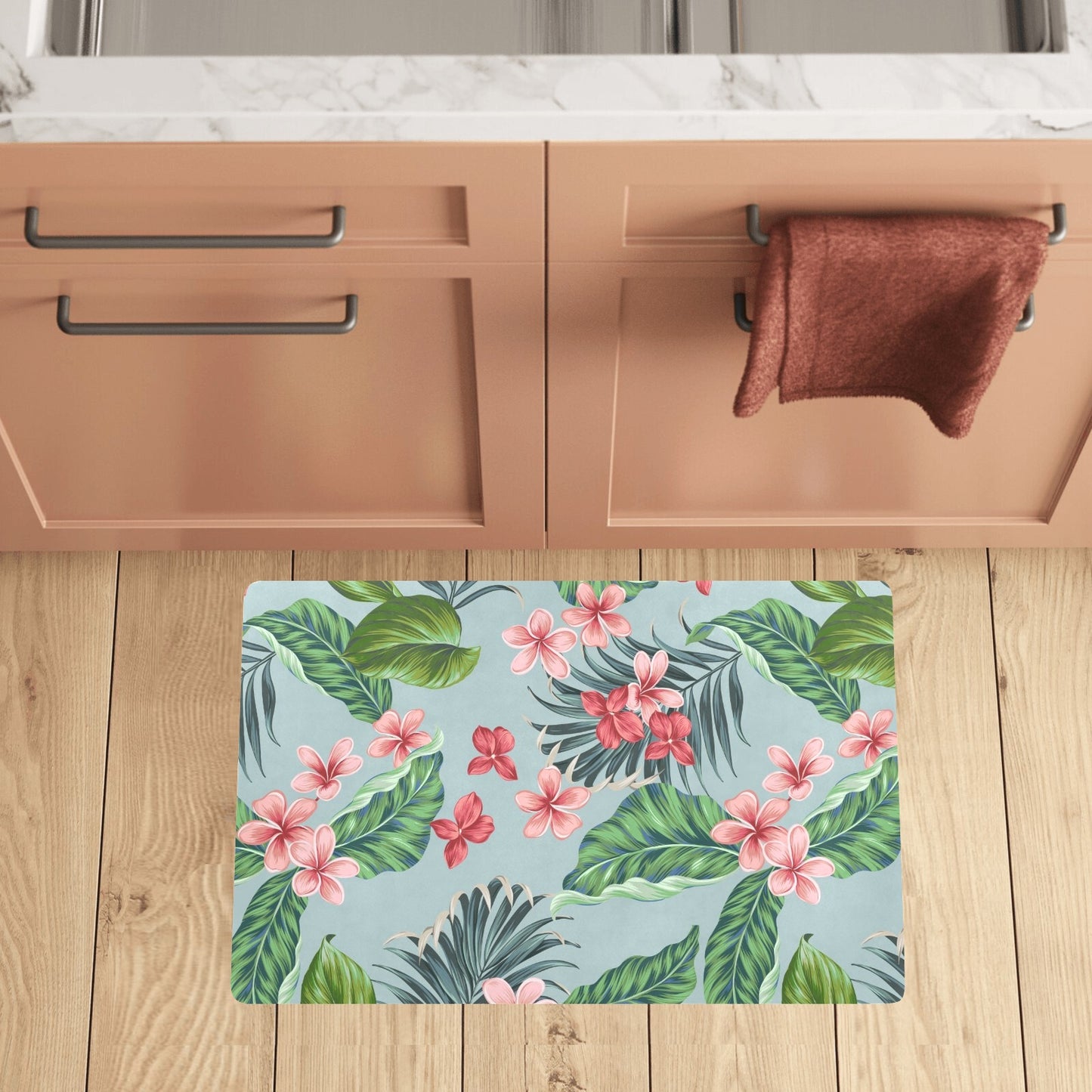 Plumeria Pattern Print Design PM027 Kitchen Mat