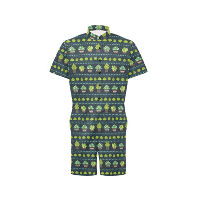 Cactus Pattern Print Design 07 Men's Romper