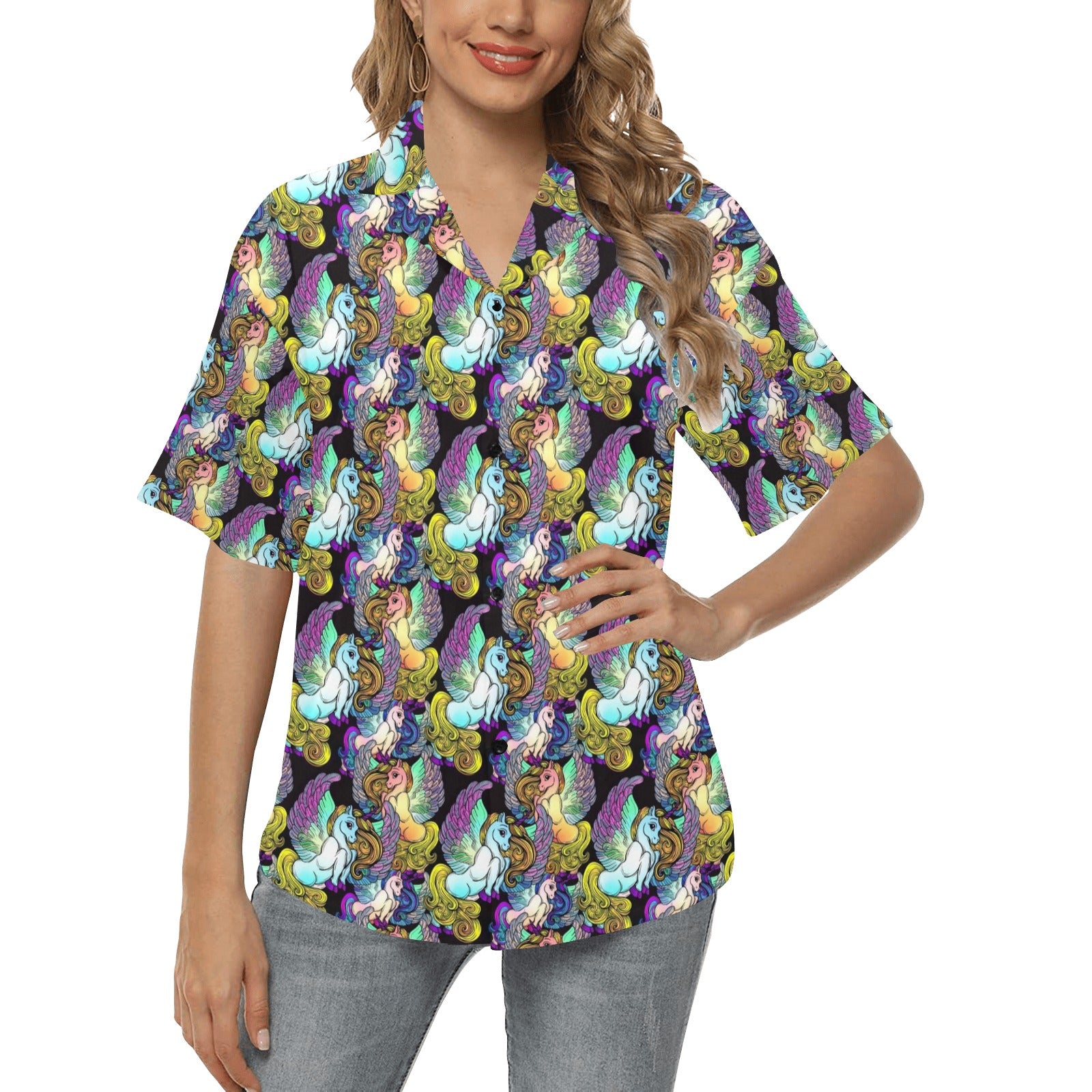 Unicorn With Wings Print Pattern Women's Hawaiian Shirt