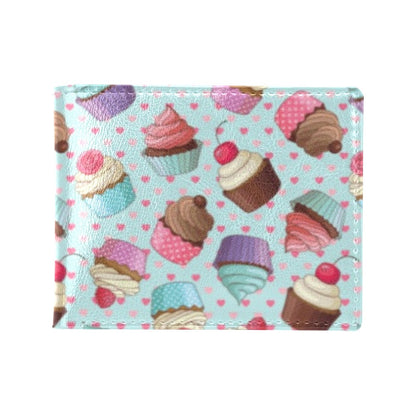 Cupcakes Fancy Heart Print Pattern Men's ID Card Wallet