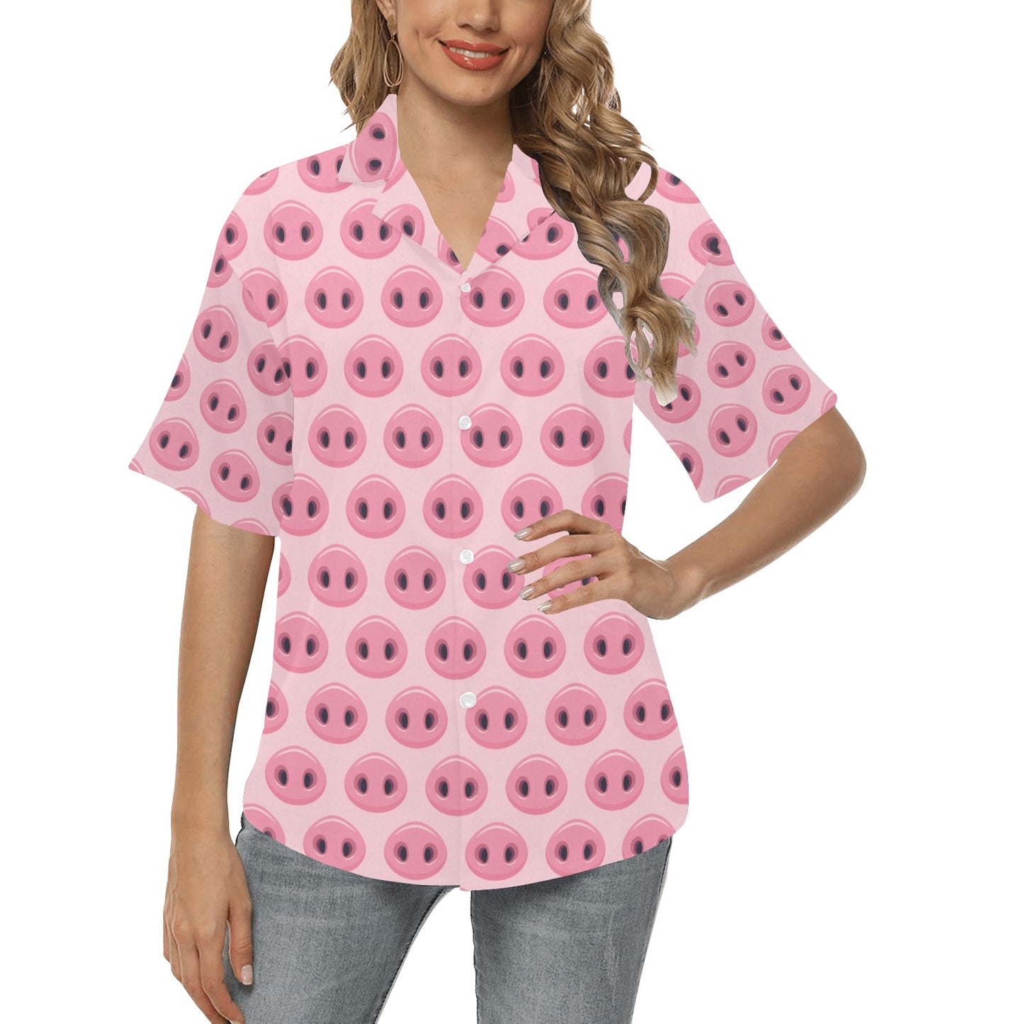 Pig Print Design LKS401 Women's Hawaiian Shirt