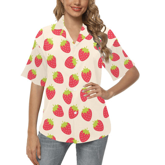 Strawberry Pattern Print Design SB02 Women's Hawaiian Shirt