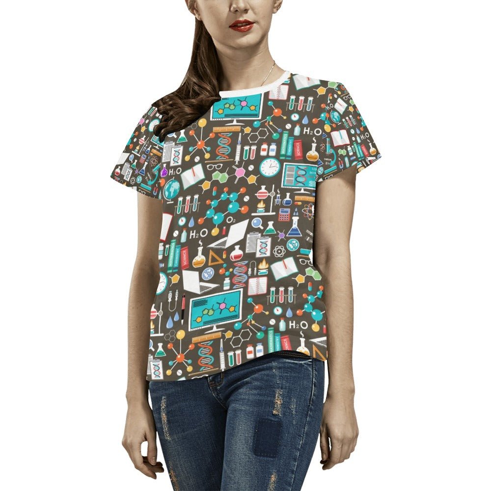 Science Print Design LKS303 Women's  T-shirt