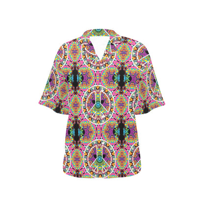Peace Sign Pattern Print Design A03 Women's Hawaiian Shirt