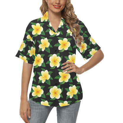 Plumeria Pattern Print Design A03 Women's Hawaiian Shirt