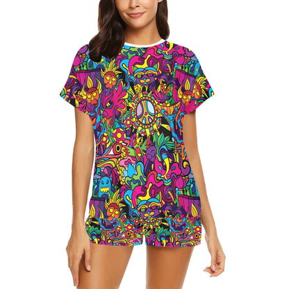 Trippy Print Design LKS304 Women's Short Pajama Set