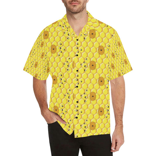 Honey Bee Print Design LKS303 Men's Hawaiian Shirt