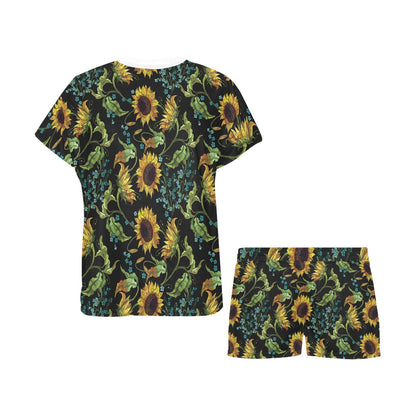 Sunflower Print Design LKS308 Women's Short Pajama Set