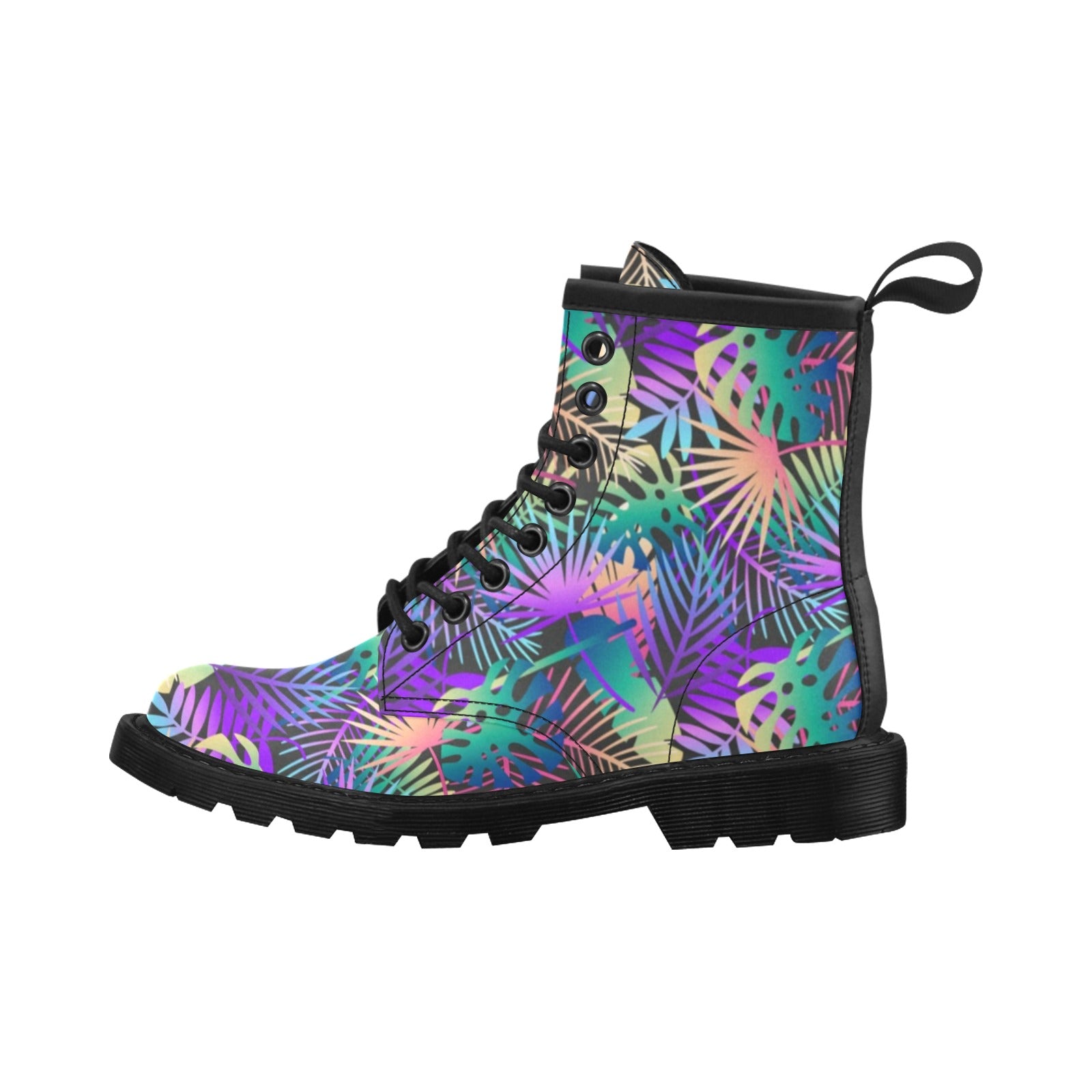 Neon Flower Tropical Palm Leaves Women's Boots