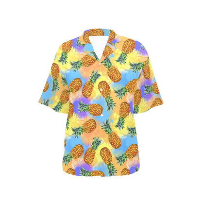 Pineapple Pattern Print Design PP09 Women's Hawaiian Shirt