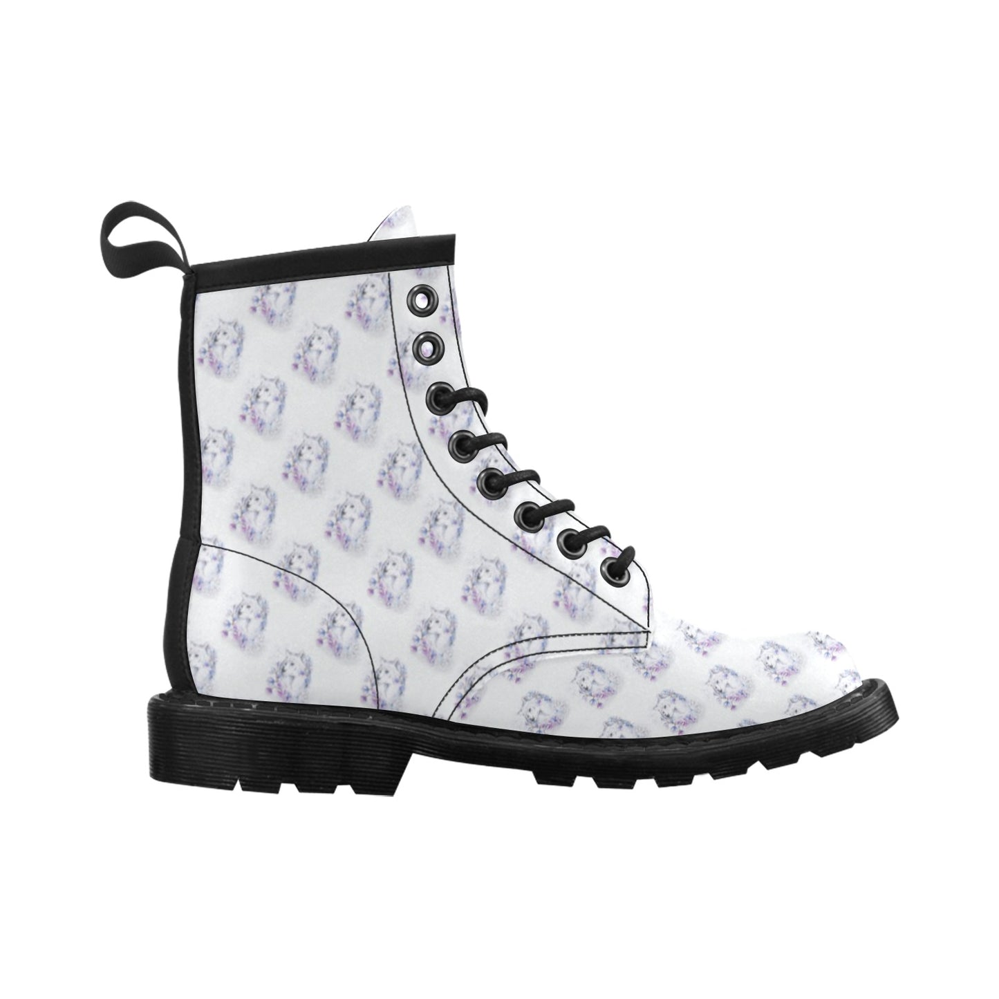 Wolf with Flower Print Design Women's Boots