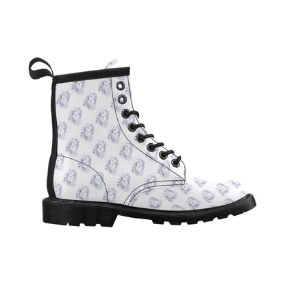 Wolf with Flower Print Design Women's Boots