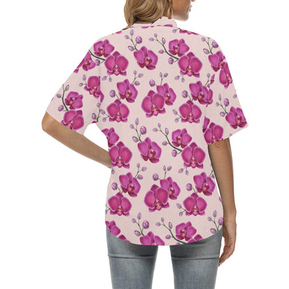 Orchid Purple Pattern Print Design OR04 Women's Hawaiian Shirt