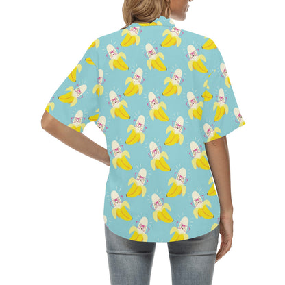 Banana Pattern Print Design BA07 Women's Hawaiian Shirt