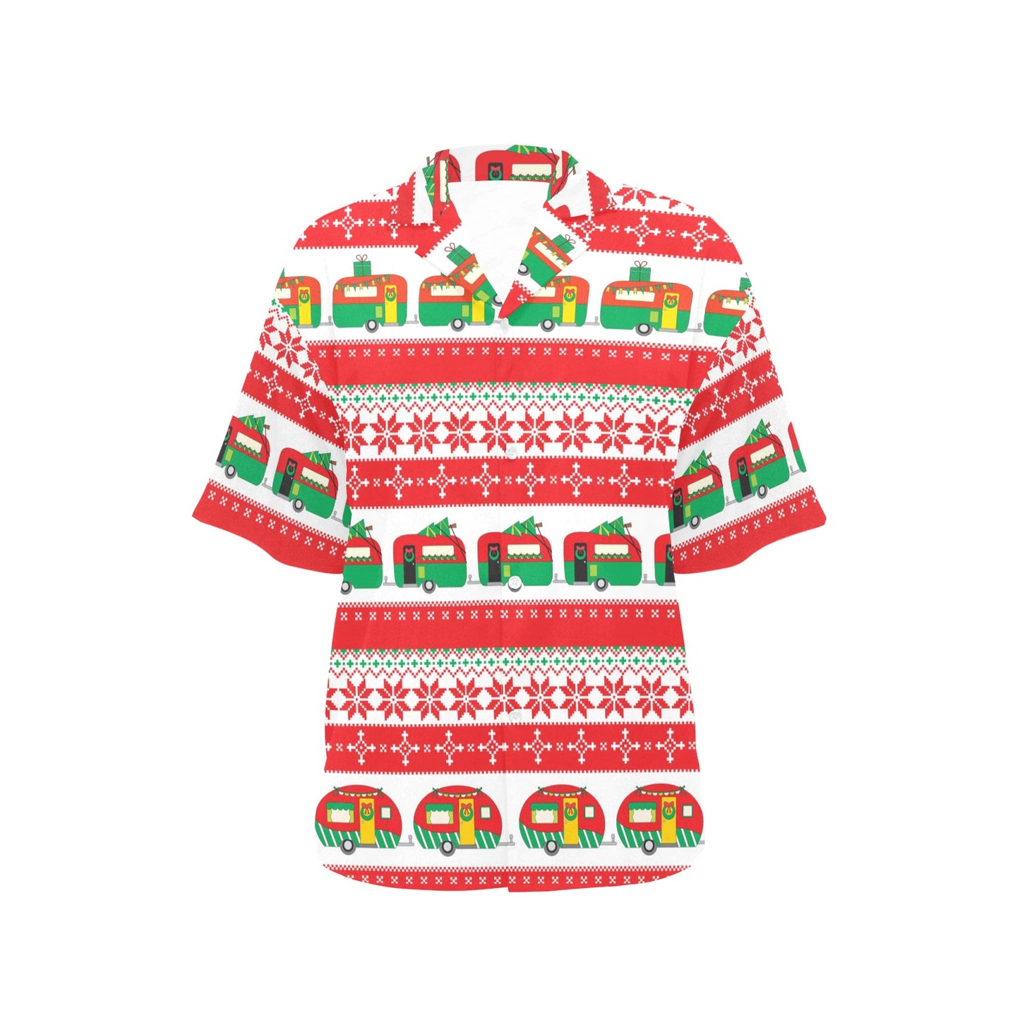 Camper Camping Ugly Christmas Design Print Women's Hawaiian Shirt