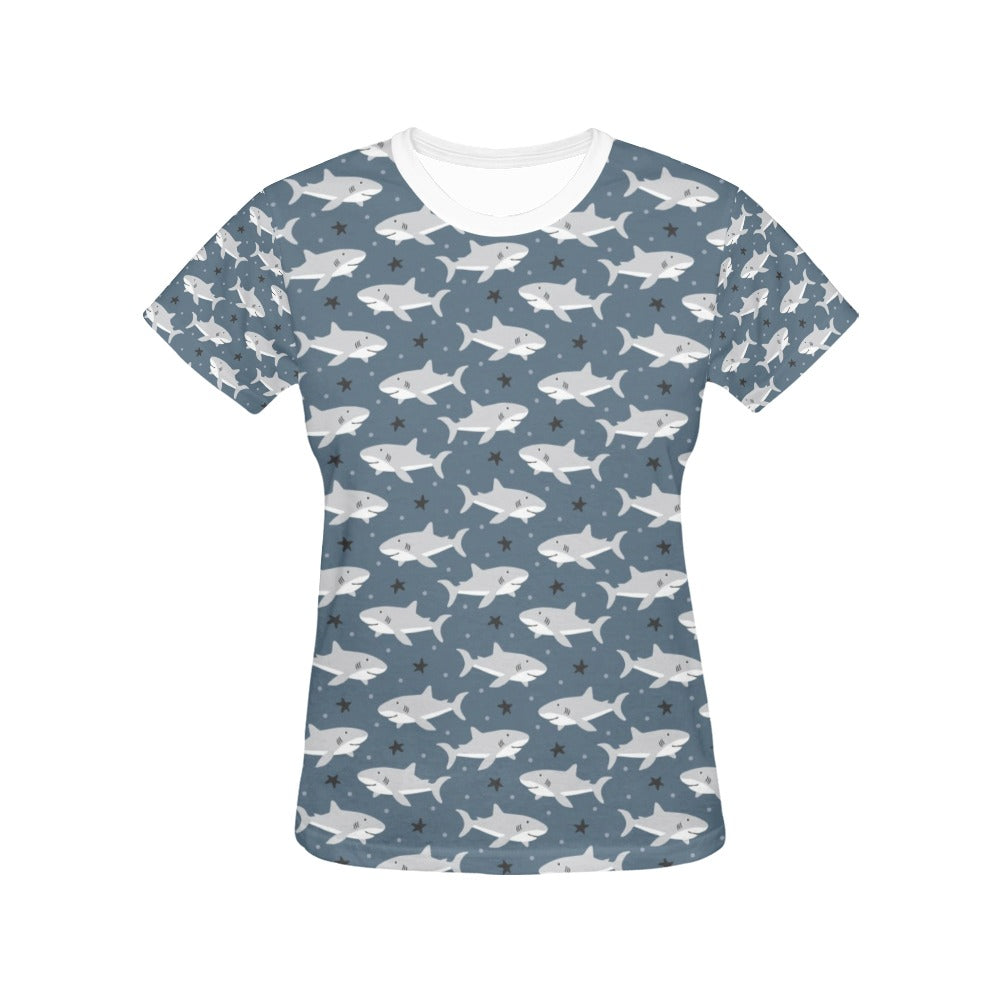 Shark Print Design LKS305 Women's  T-shirt