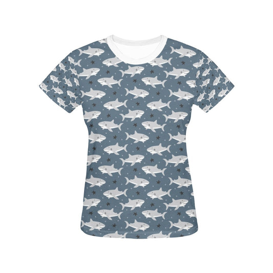 Shark Print Design LKS305 Women's  T-shirt