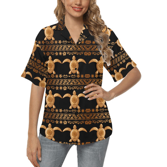 Tribal Sea turtle Polynesian Hawaiian Women's Hawaiian Shirt
