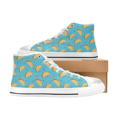 Taco Print Design LKS303 High Top Women's White Shoes