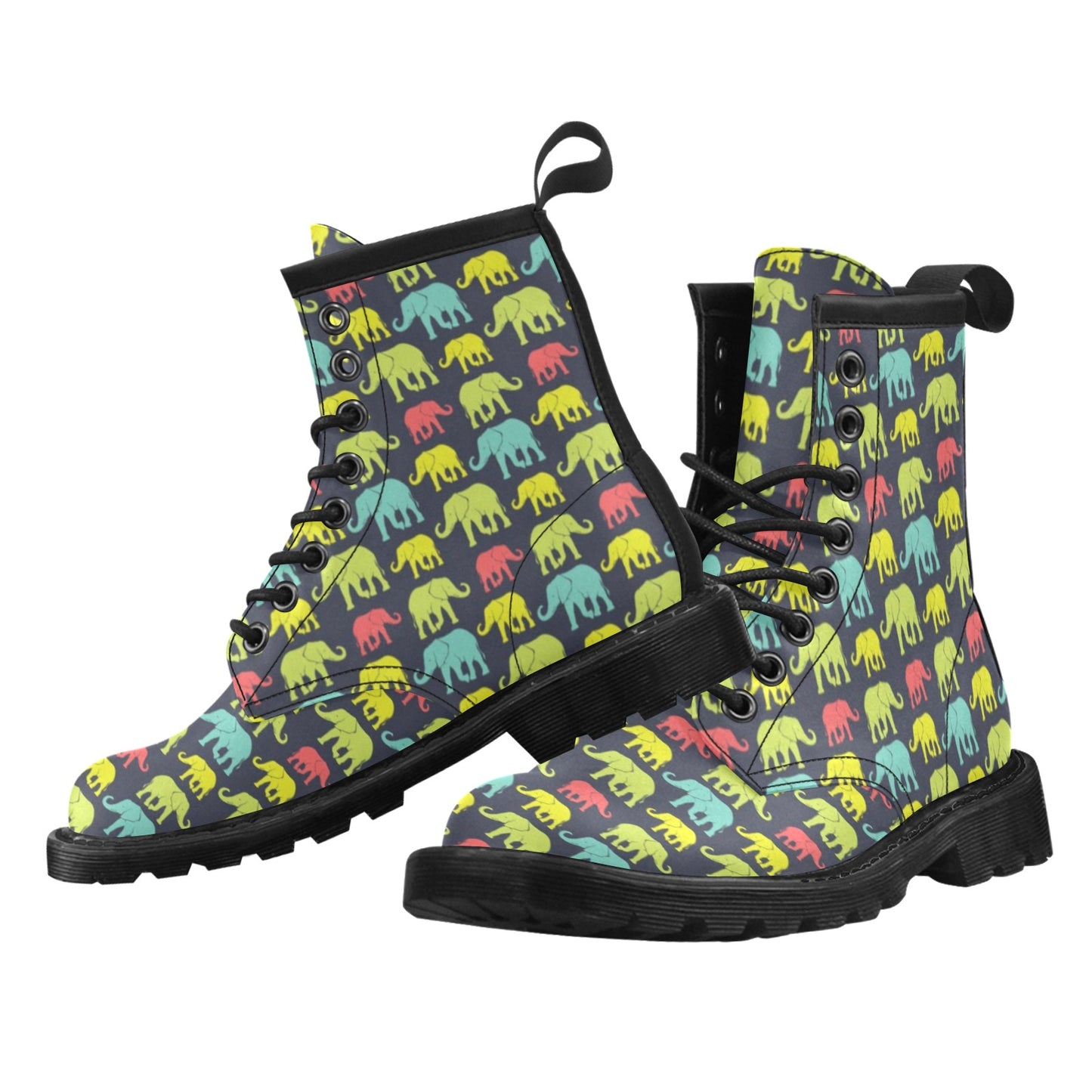 Elephant Neon Color Print Pattern Women's Boots