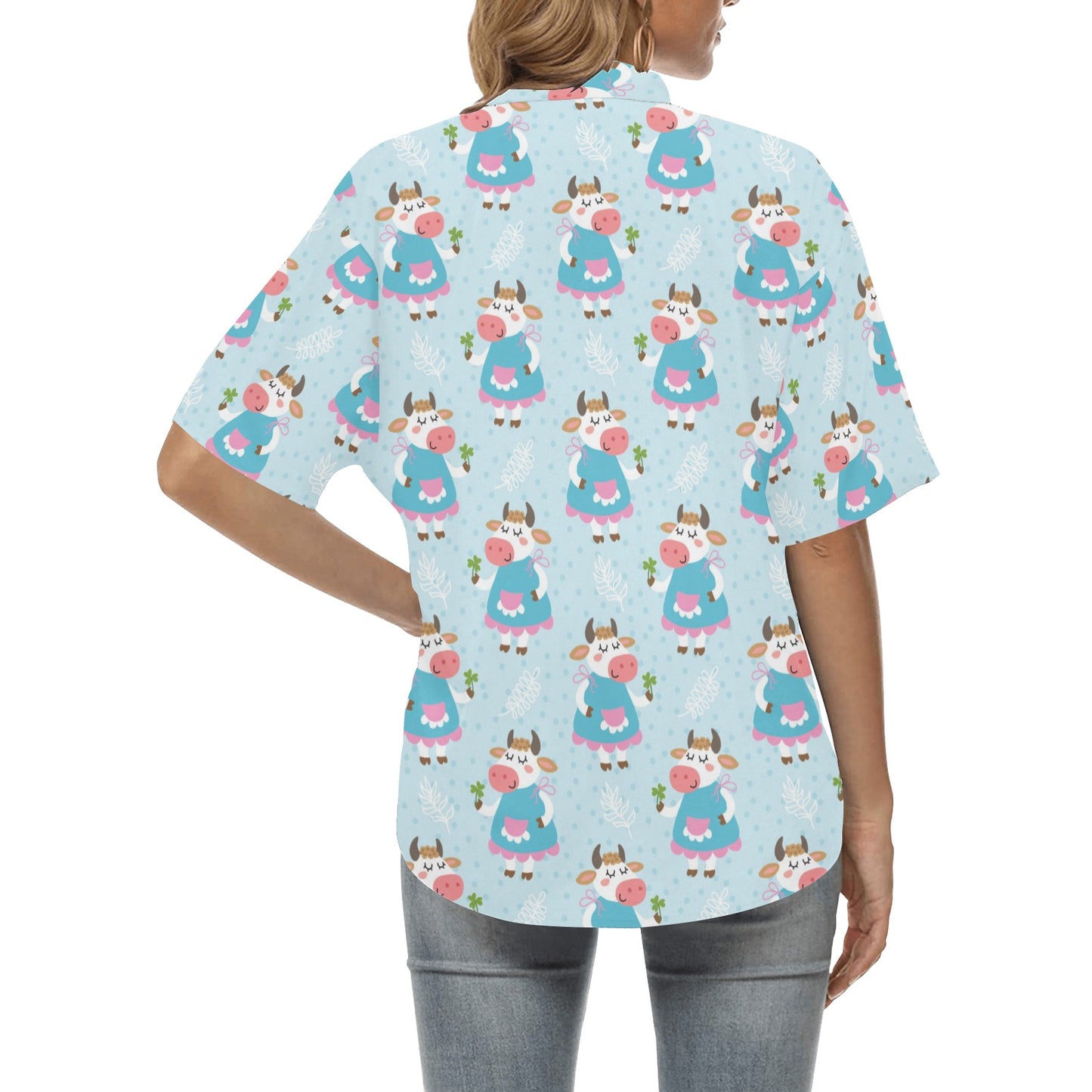 Cattle Happy Pattern Print Design 03 Women's Hawaiian Shirt