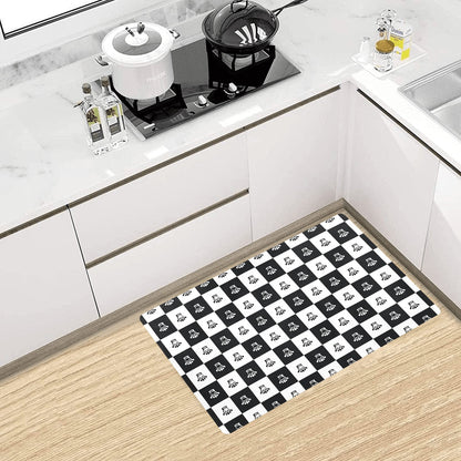 Checkered Flag Crown Pattern Kitchen Mat