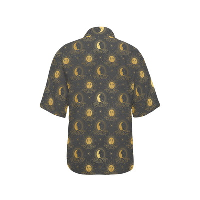 Celestial Moon Sun Pattern Print Design 05 Women's Hawaiian Shirt