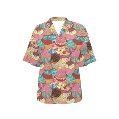 Cupcake Pattern Print Design CP01 Women's Hawaiian Shirt