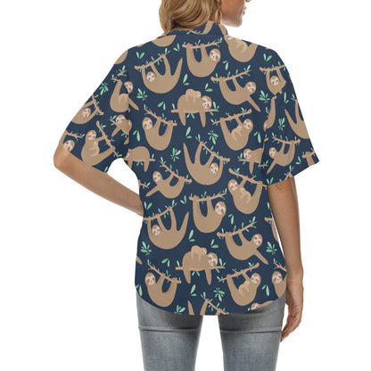 Sloth Print Design LKS307 Women's Hawaiian Shirt