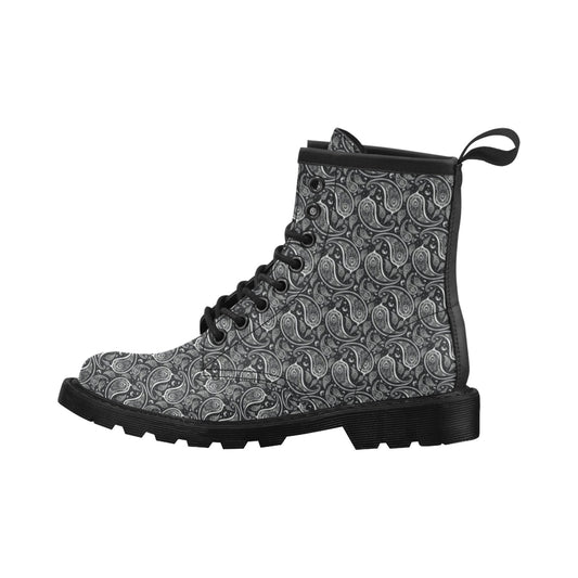 Paisley Black Design Print Women's Boots