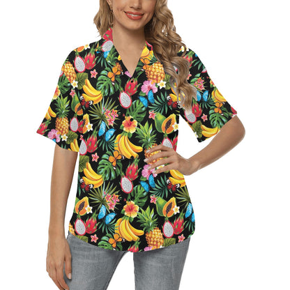 Tropical Fruits Pattern Print Design TF04 Women's Hawaiian Shirt