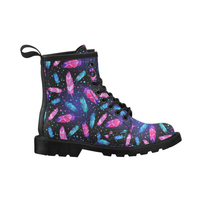 Feather Colorful Boho Design Print Women's Boots