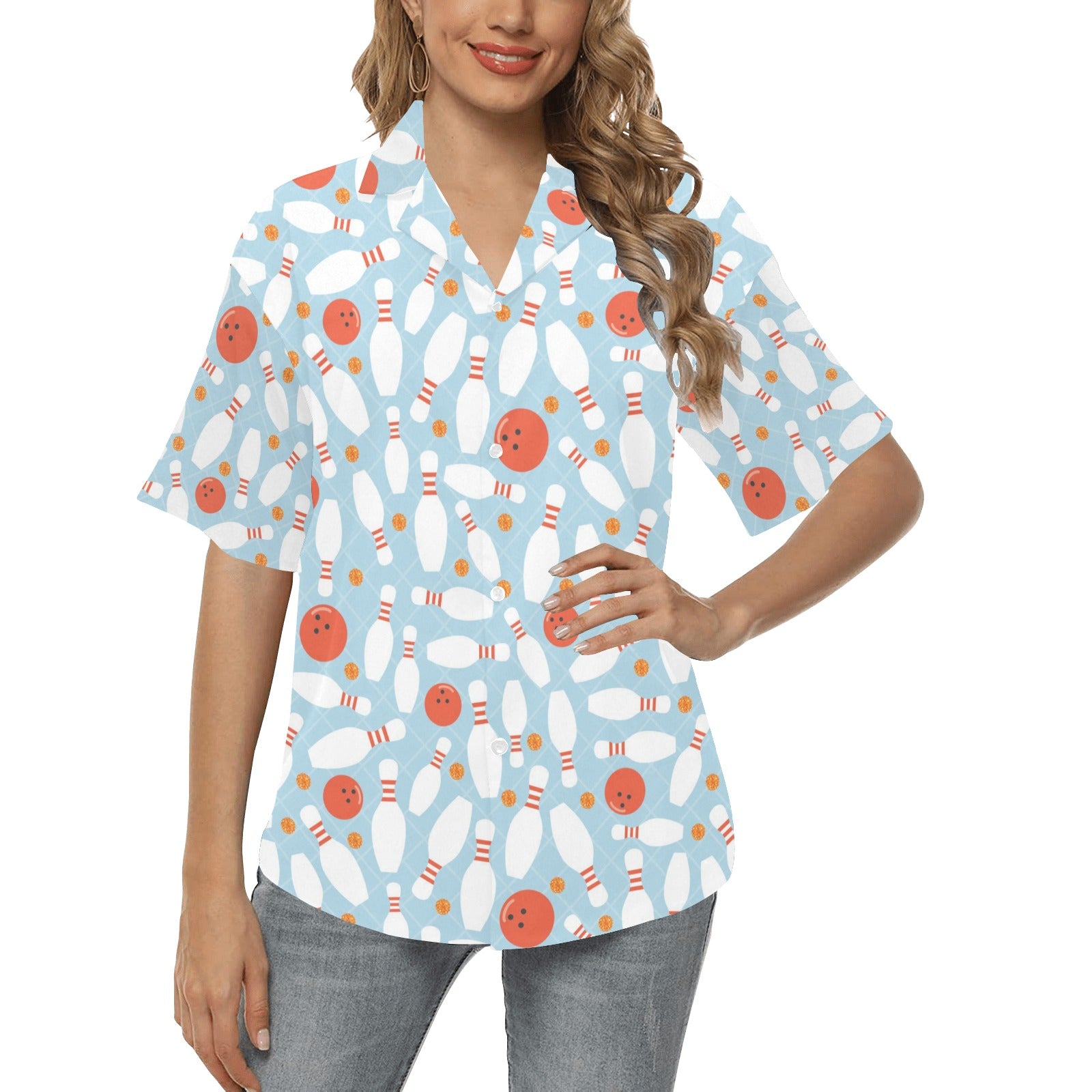 Bowling Pattern Print Design 09 Women's Hawaiian Shirt