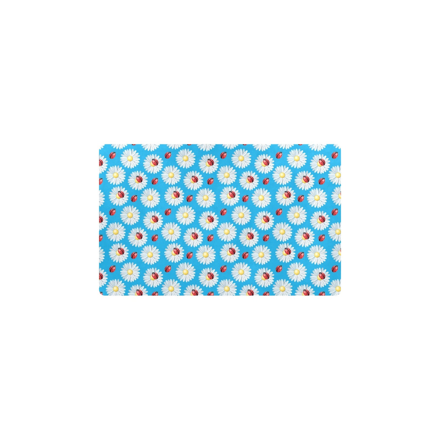 Ladybug with Daisy Themed Print Pattern Kitchen Mat