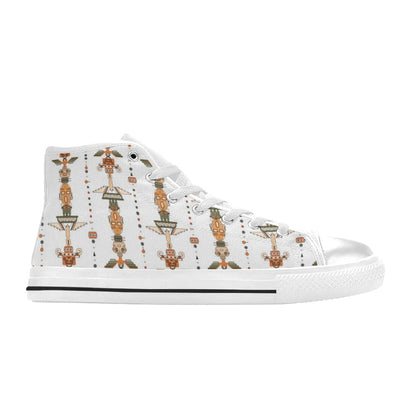 Totem Print Design LKS302 High Top Women's White Shoes