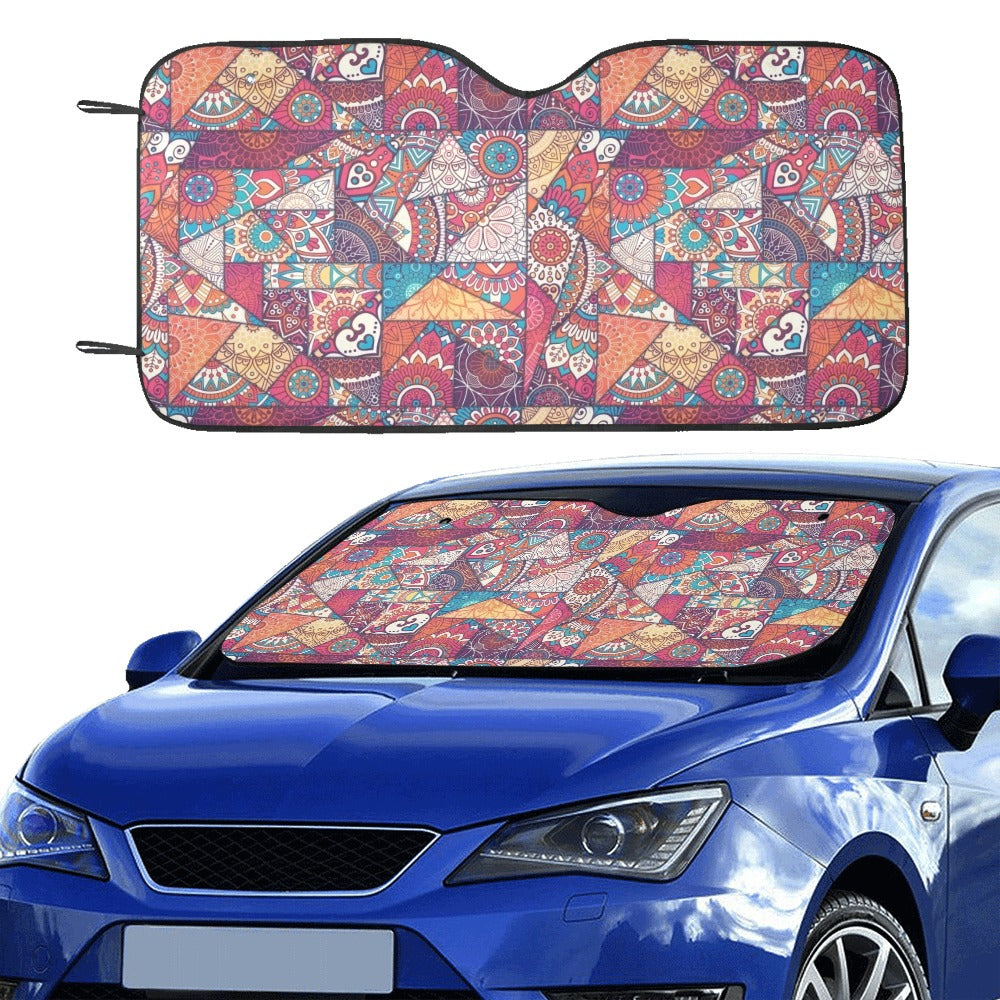 Patchwork Print Design LKS401 Car front Windshield Sun Shade