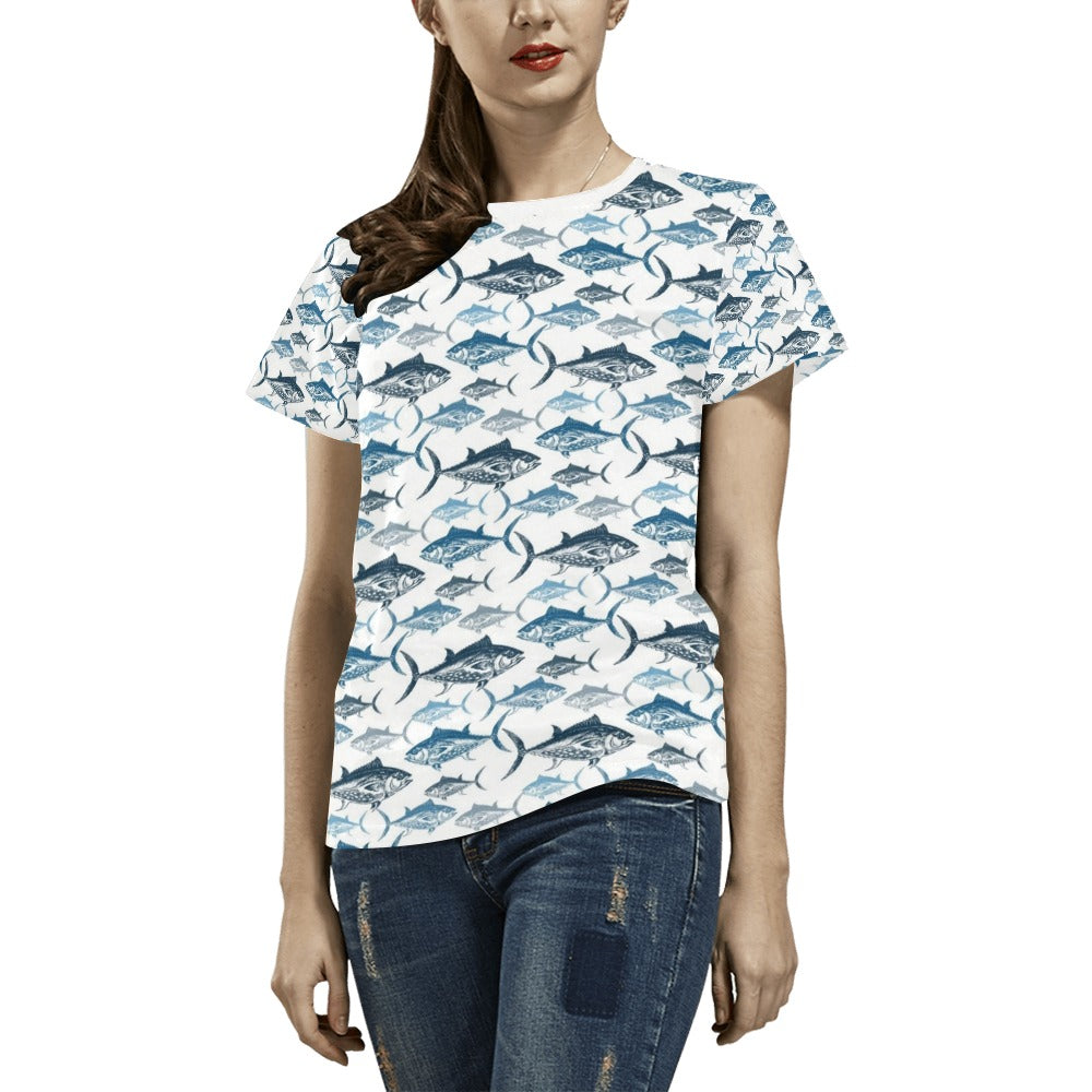 Tuna Fish Print Design LKS303 Women's  T-shirt