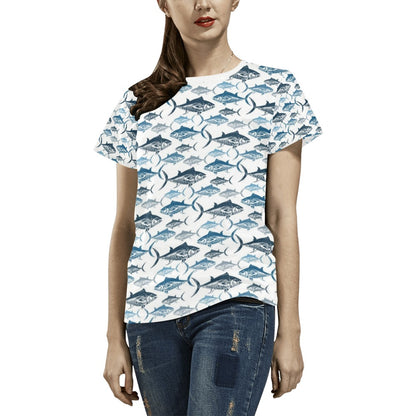 Tuna Fish Print Design LKS303 Women's  T-shirt