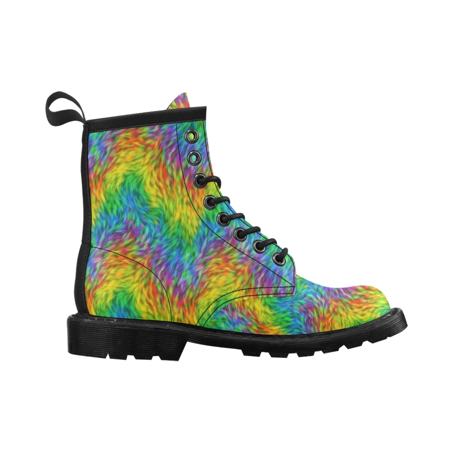 Rainbow Fur Design Print Women's Boots