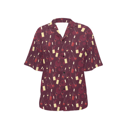 Wine Themed Print Design LKS302 Women's Hawaiian Shirt