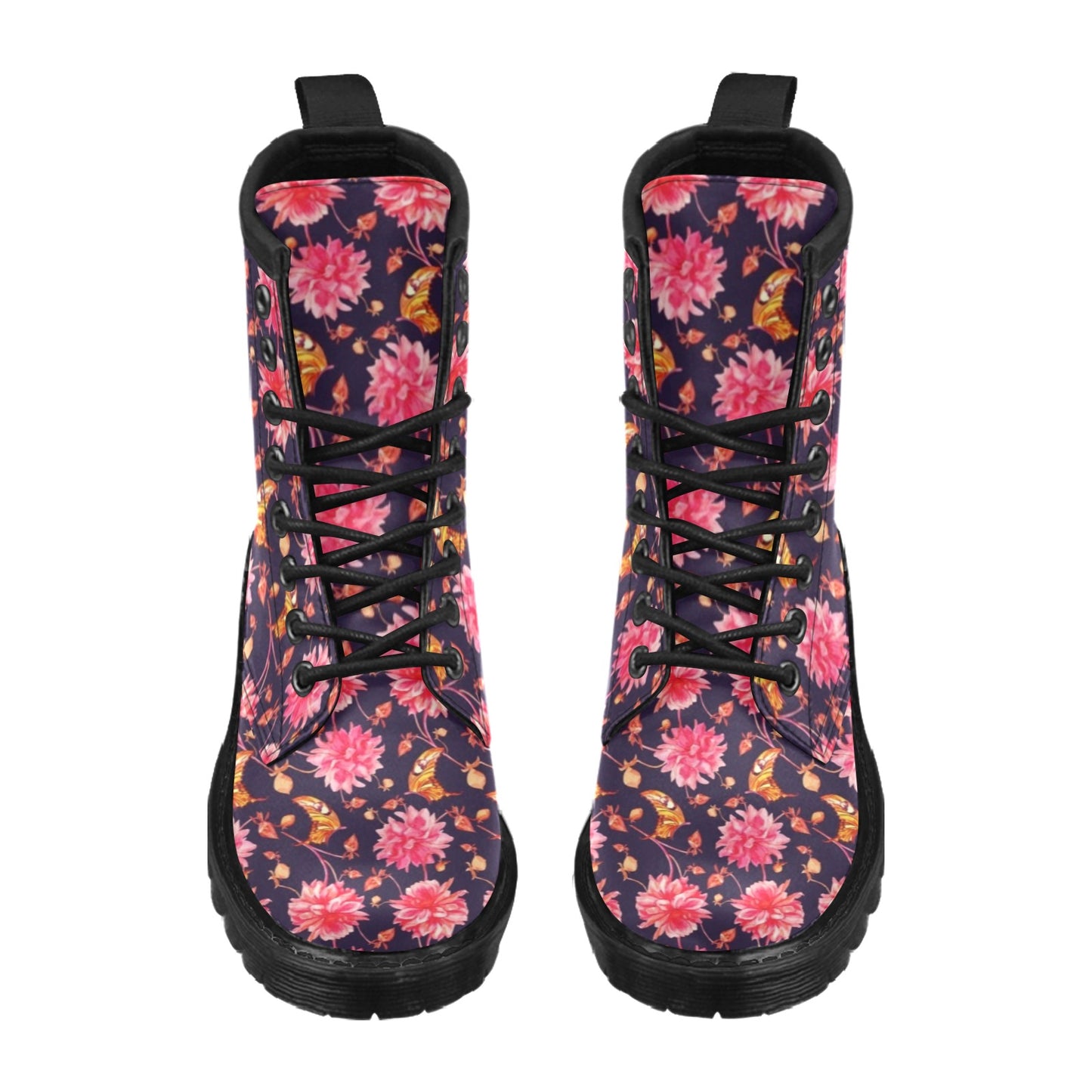 Dahlia Pattern Print Design DH03 Women's Boots