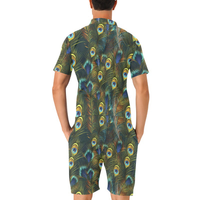 Peacock Feather Pattern Print Design A03 Men's Romper