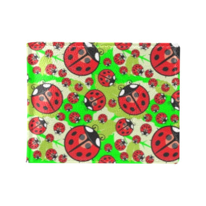 Ladybug with Leaf Print Pattern Men's ID Card Wallet