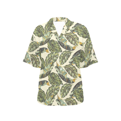 Banana Leaf Pattern Print Design BL08 Women's Hawaiian Shirt