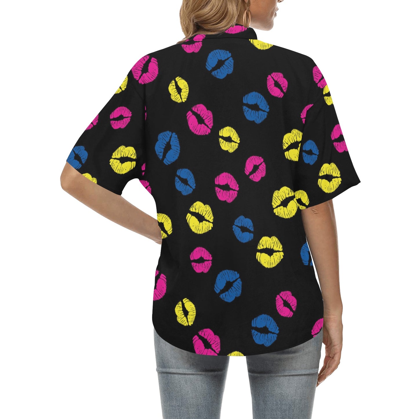 Lip Neon Color Pattern Print Design 01 Women's Hawaiian Shirt