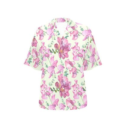 Peony Pattern Print Design PE011 Women's Hawaiian Shirt