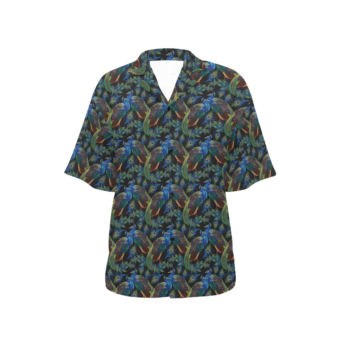 Peacock Themed Design Print Women's Hawaiian Shirt