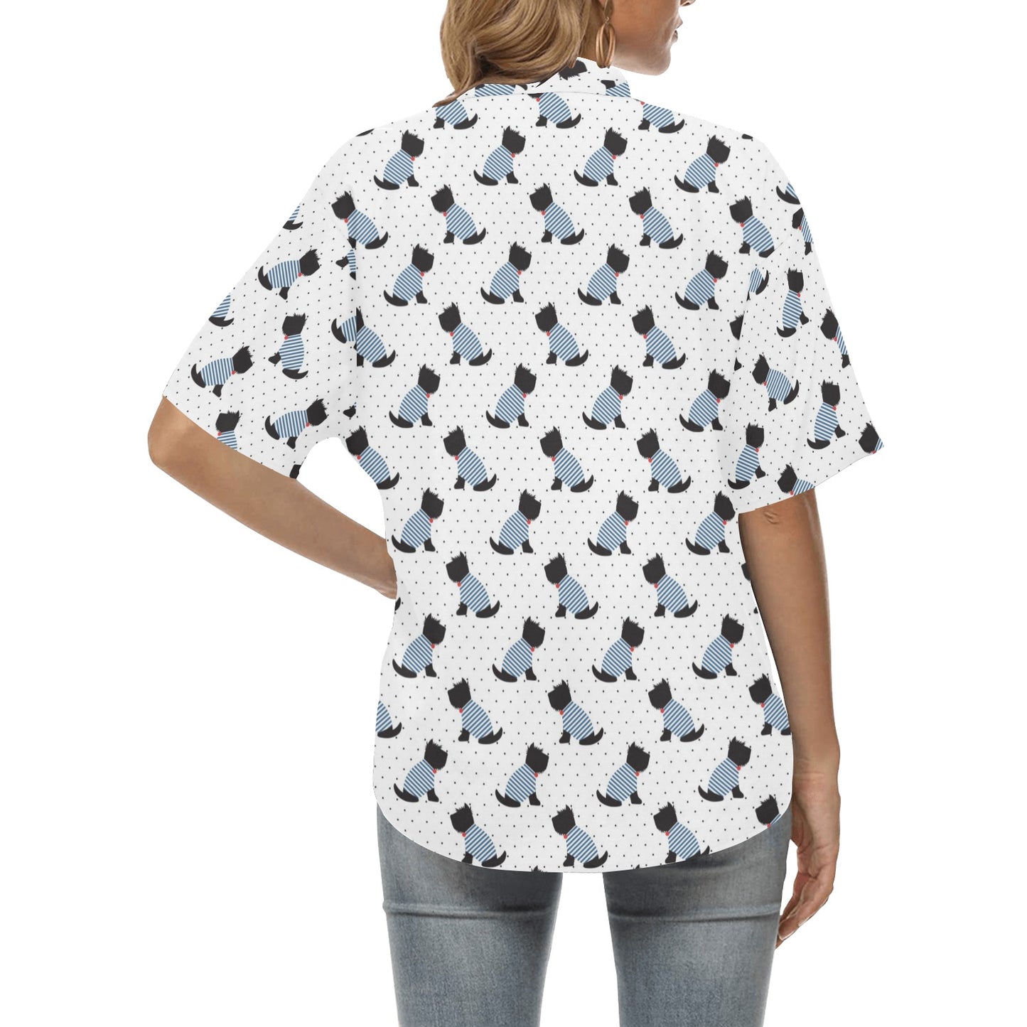 Scottish Terriers Print Design LKS3013 Women's Hawaiian Shirt