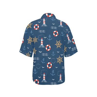 Nautical Pattern Print Design A06 Women's Hawaiian Shirt