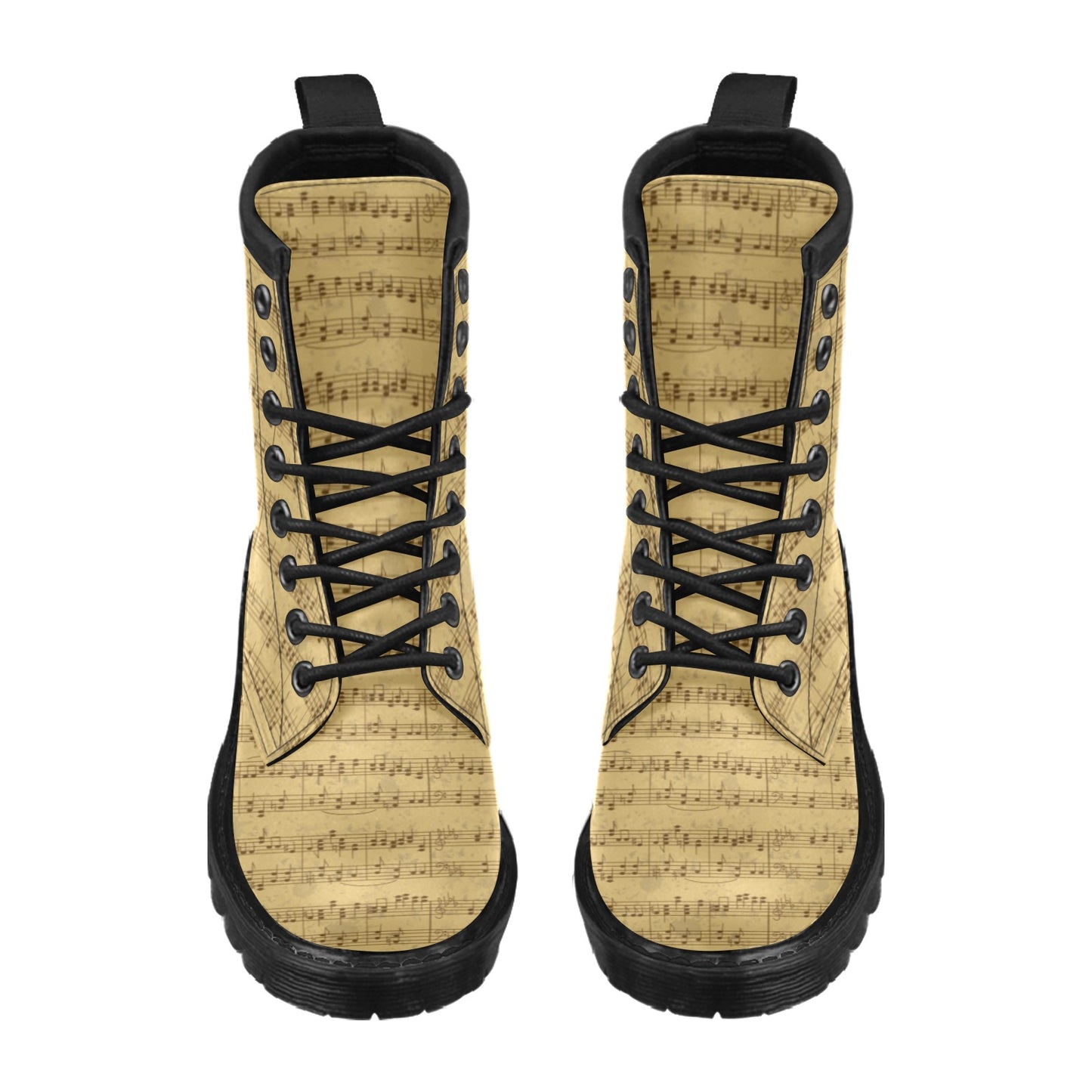 Music Note Vintage Themed Print Women's Boots